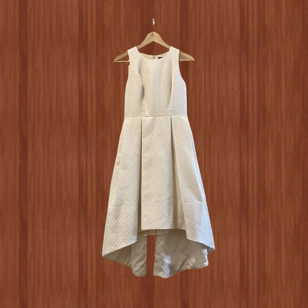 White House Black Market Ivory Jacquard Sleeveless Midi Dress - Size 00